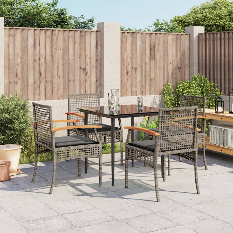 Ensemble de salle à manger de patio avec coussins 3 pièces Latitude Run®, Gris / Gris, 4
