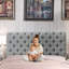 Structure de lit rembourrée en tissu avec tête de lit réglable / style Chesterfield / support à lattes de bois-472233131-472233135