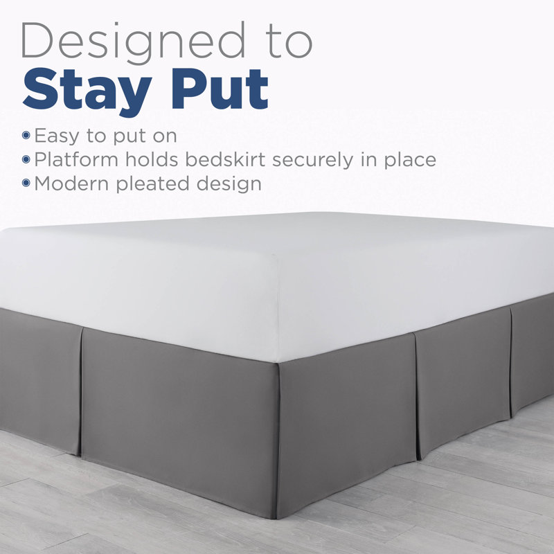 Gray Full Size Pleated Polyester Bed Skirt