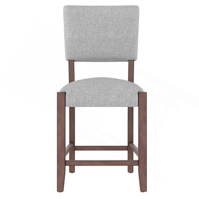 Ensemble de 4 tabourets de bar de style Mid-Century de 40,4 po avec dossier, tabourets de bar rembourrés en lin avec pieds en bois massif pour la salle à manger de l'îlot de cuisine