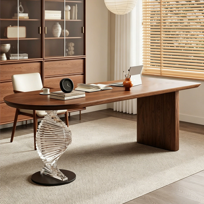 Bureau en bois massif brun de style médiéval 70,87 ", 29.53" H x 70.87" W x 31.5" D
