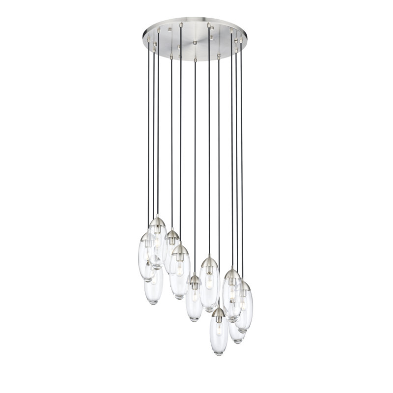 Melvina 11 - Light Dimmable Geometric Chandelier, Brushed Nickel