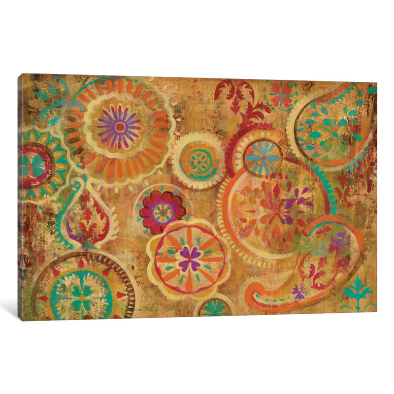 « contemporain motif cachemire », reproduction d’art sur toile tendue, H 26 po x l 40 po x P 1,5 po