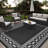 Large Waterproof Outdoor Rug Reversible Polypropylene Patio Carpet, Easy Clean, All-Weather, UV Protected, Non-Slip, Modern Boho Mat-142009355-142009349