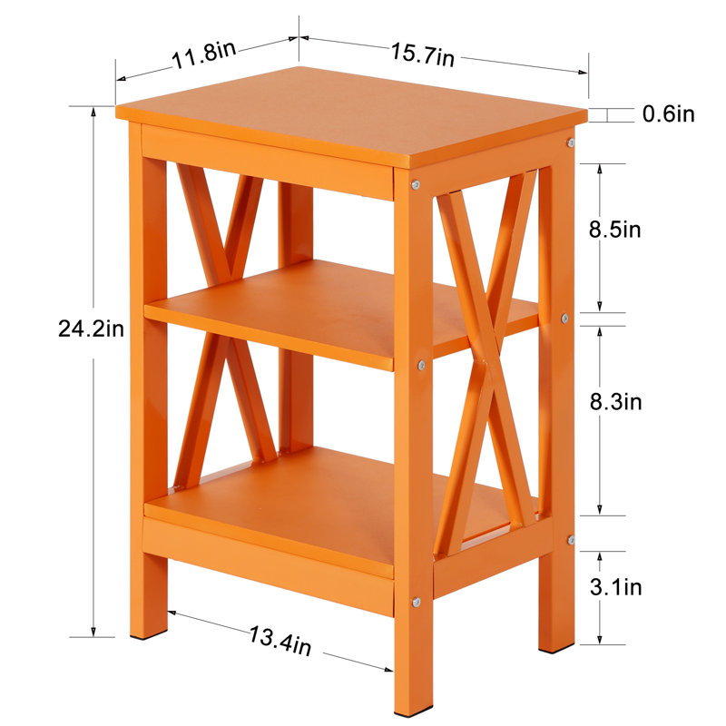 Ensemble de lit et table de chevet 3 pièces Kempst, Orange, Double