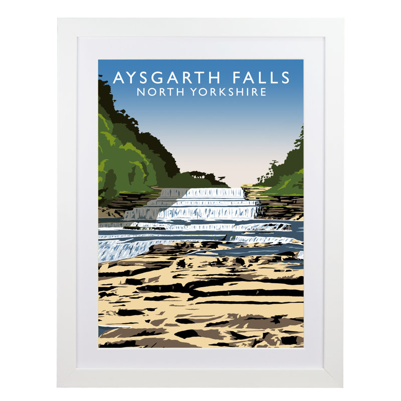 Aysgarth Falls 2 by Richard O'Neil - Print, White Wood Frame, 43.5 cm H x 33.5 cm W x 2.2 cm D