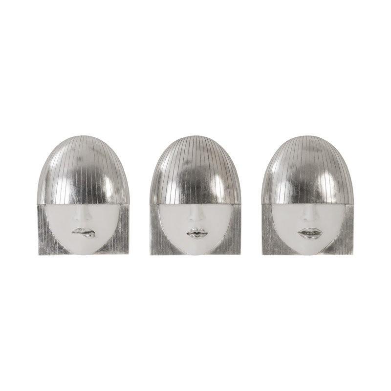 Fashion Faces Wall Décor, Silver Leaf/White