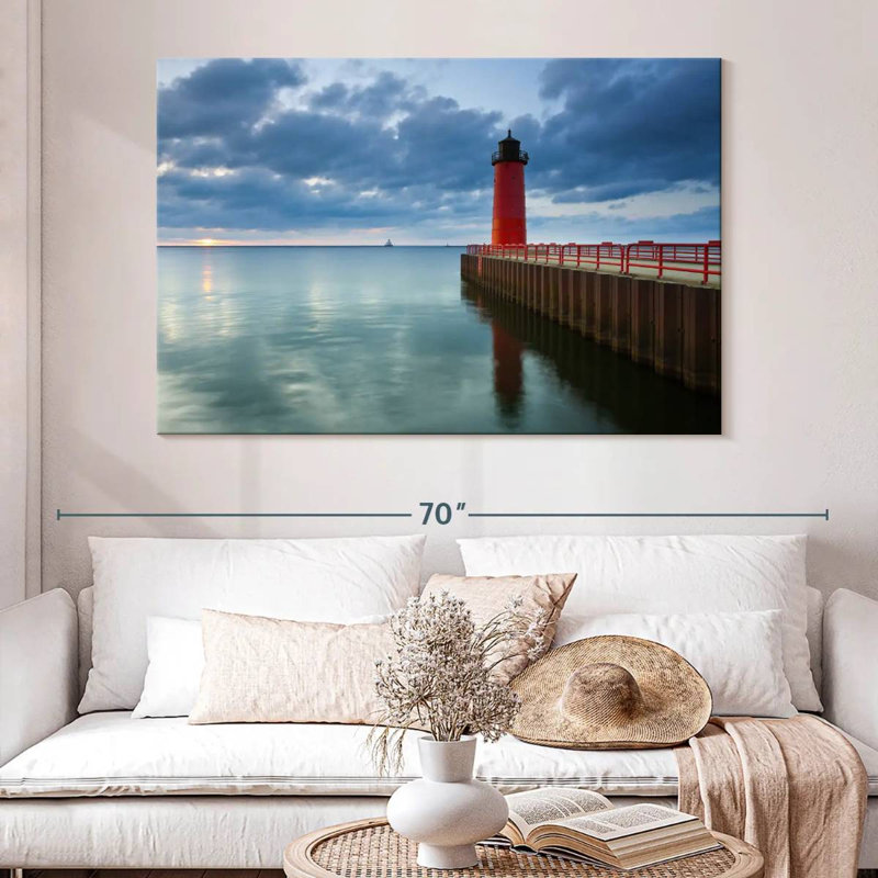 Aletra Red Milwaukee Lighthouse, 34" H x 51" W