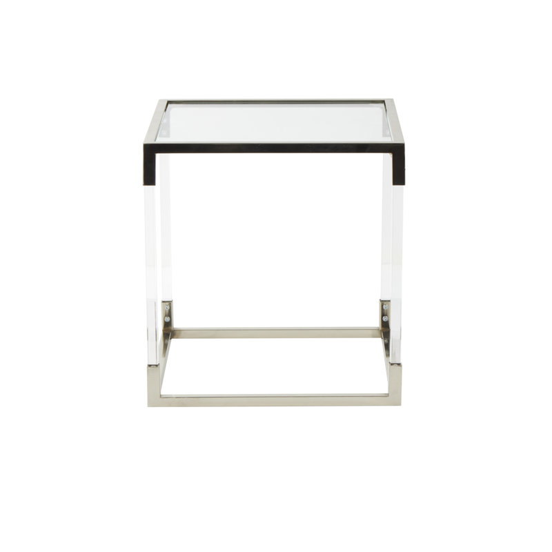 Table d'appoint en forme de cube en plastique avec supports argentés Nichalaus