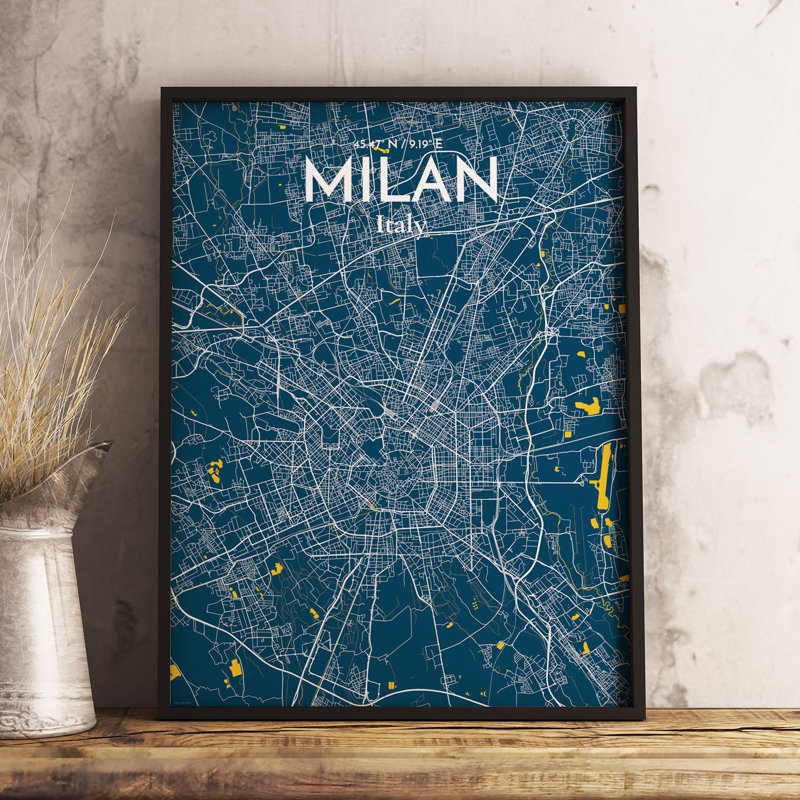 Milan City Map - No Frame Print, 43.2cm H x 27.9cm W x 0.13cm D