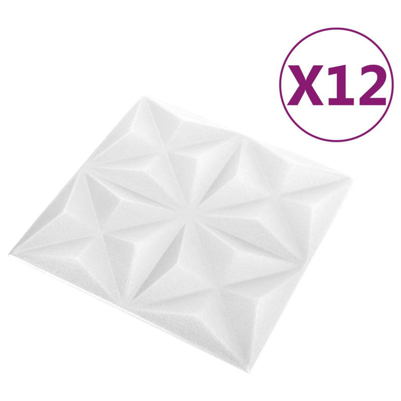 Origami White 3D Textured Wall Panels, 19.7" x 19.7"