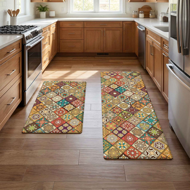 Ensemble de 2 tapis de cuisine anti-fatigue, rembourrés, imperméables, antidérapants et colorés