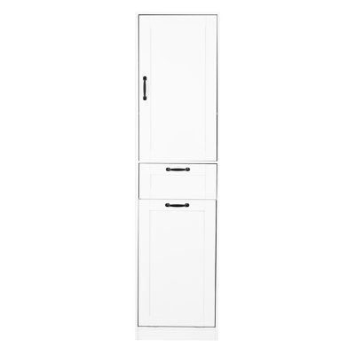 Armoire à linge 71 "avec panier et tablette ajustable, armoire de rangement haute pour salle de bain avec tiroir 71"