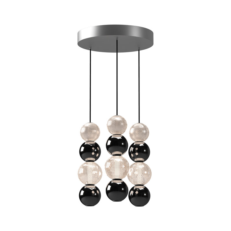 Onyx 12 - Light LED Pendant, Polished Nickel