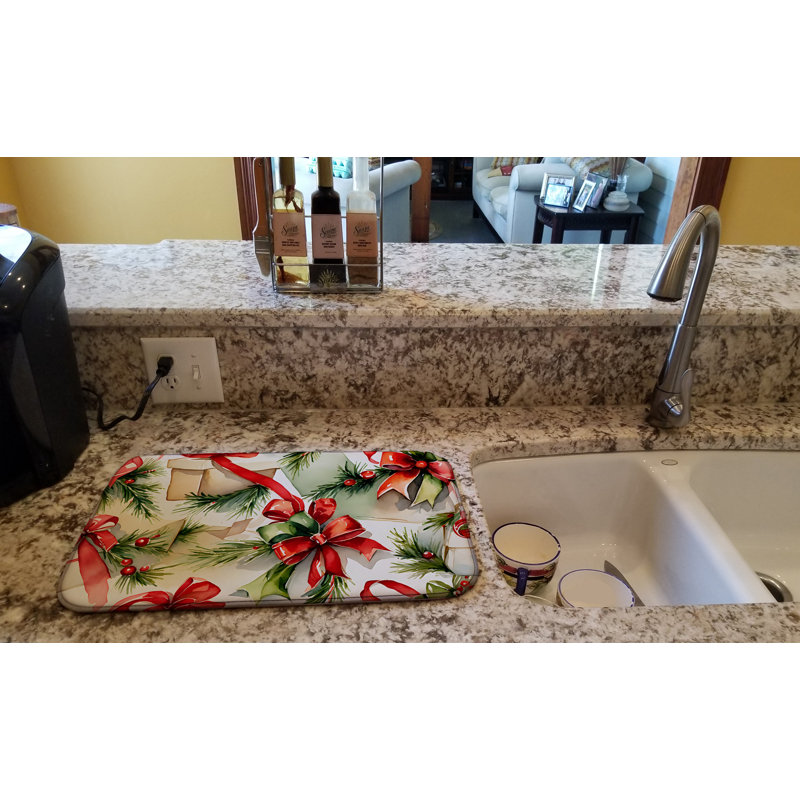 Christmas Bows & Ribbons Dish Drying Mat