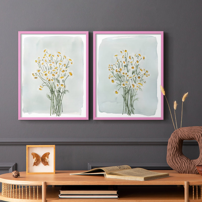 «Chamomile Bouquet I», reproduction encadrée de qualité supérieure - prête à être accrochée - aucun clou requis - aucun clou requis