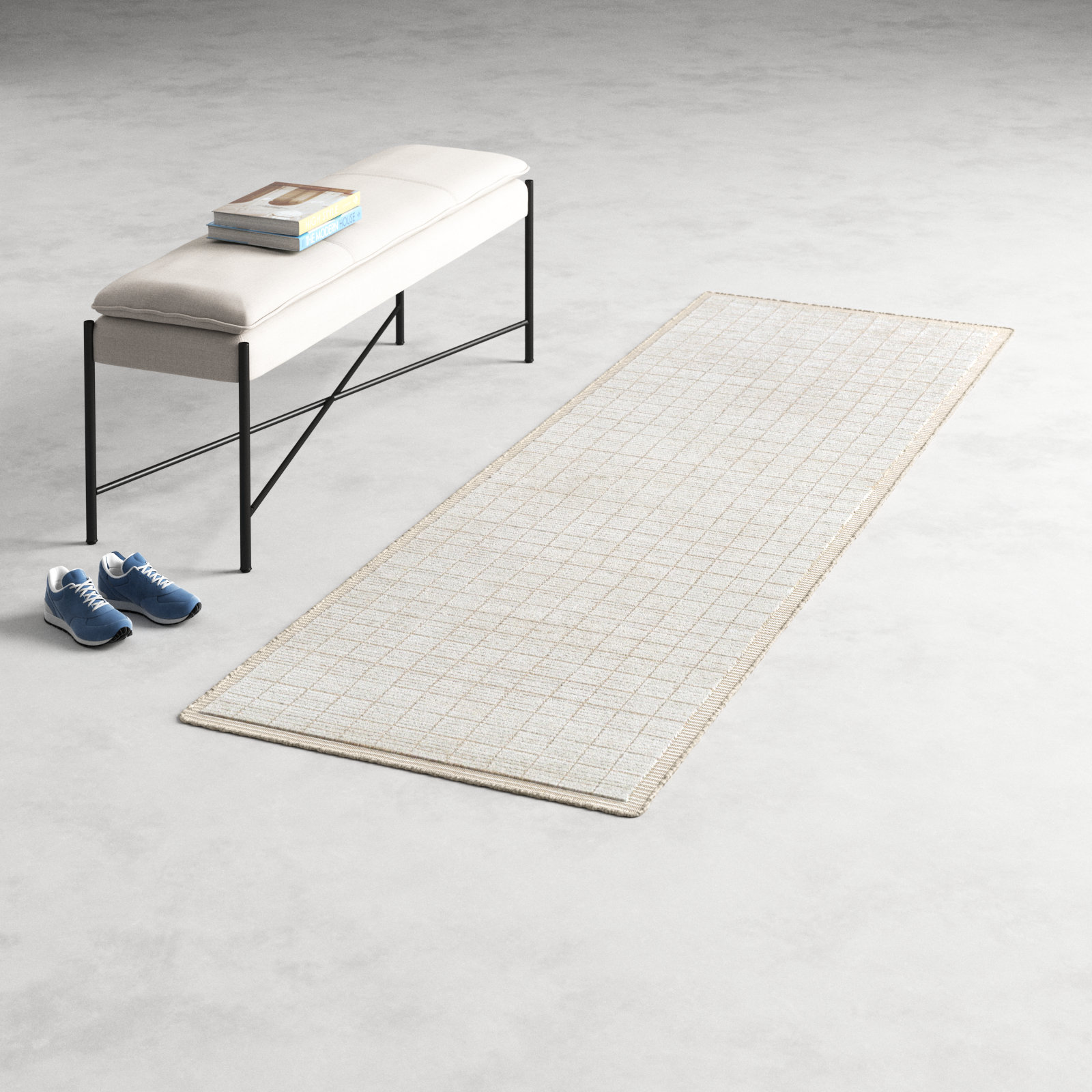 Jacey Hand-Woven Checkered Rug, Runner 2'6" x 8'