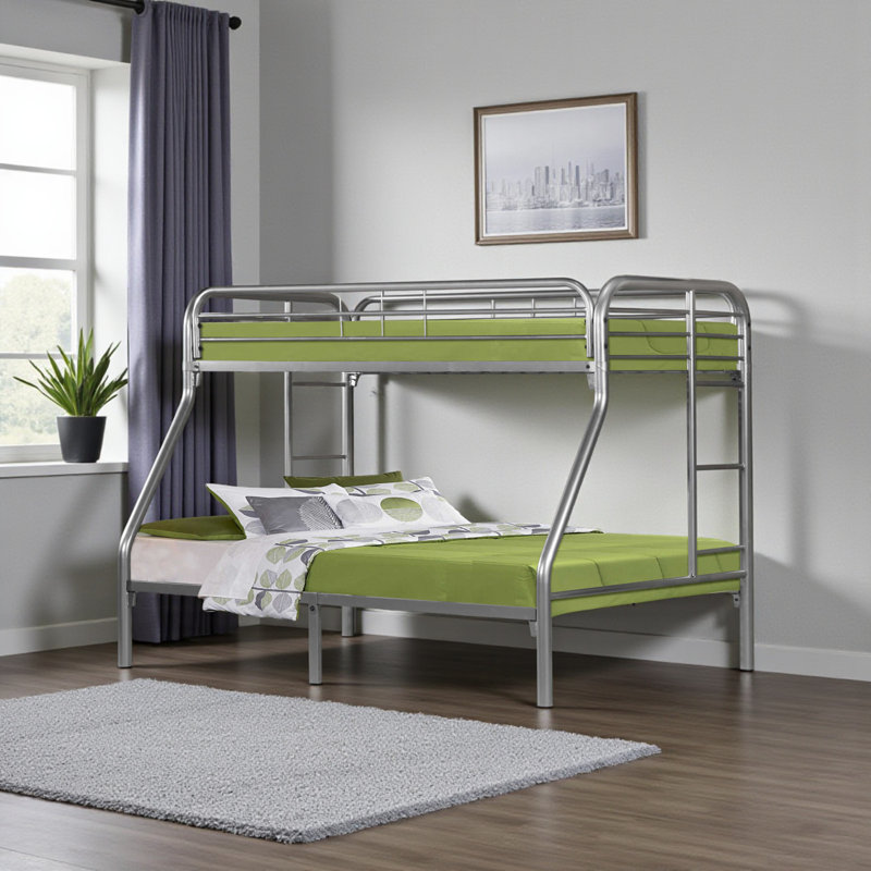 Lit superposé simple Brinda en métal au fini argenté, H 59,34 po x l 77,74 po x L 53,75 po