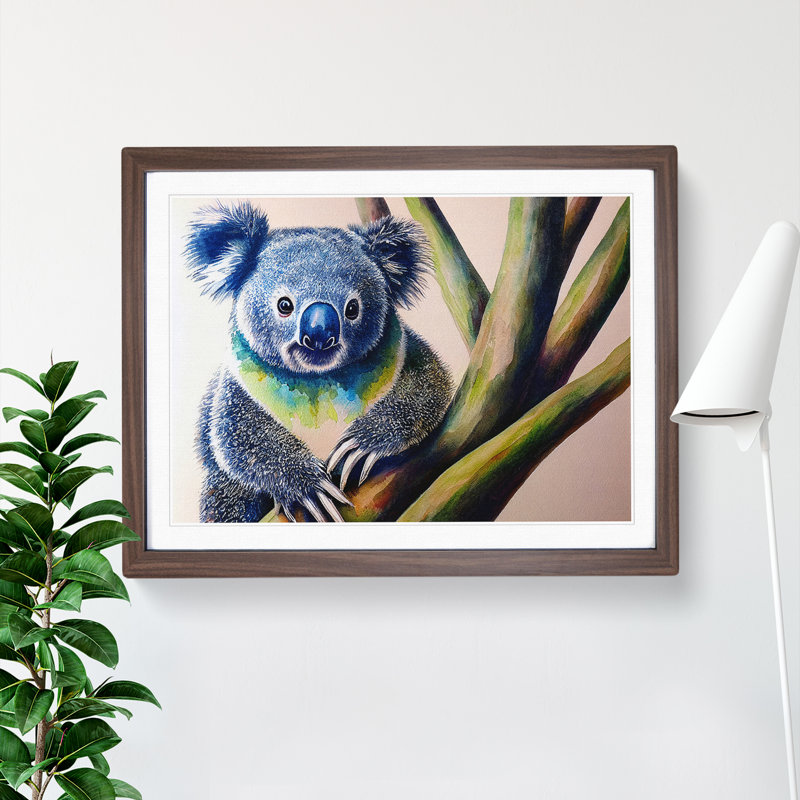 Koala Bear - Single Picture Frame Print, 46cm H x 64cm W x 2cm D, Walnut