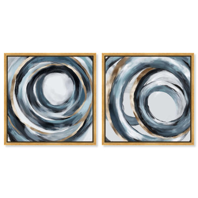 «Iridescent Orbit Duo», reproduction d'art sur toile par Art Remedy, cadre doré, 40 x 40