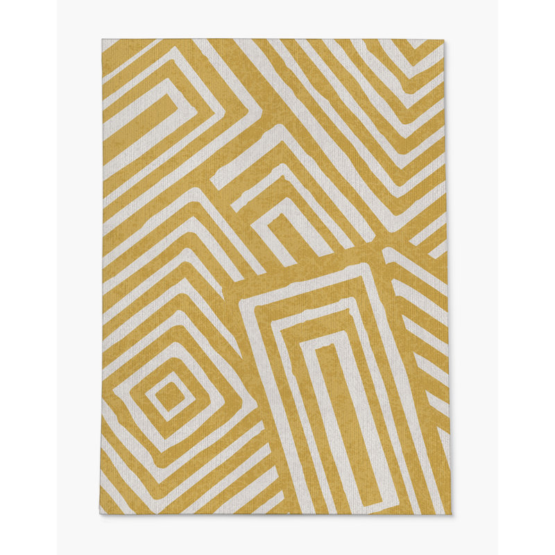 Tapis de chaise rectangulaire Bilo, H 48 po x l 72 po, Jaune / beige