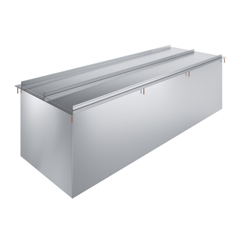 Amgood 18 po x 48 po. Bac à glaçons en acier inoxydable avec couvercle coulissant