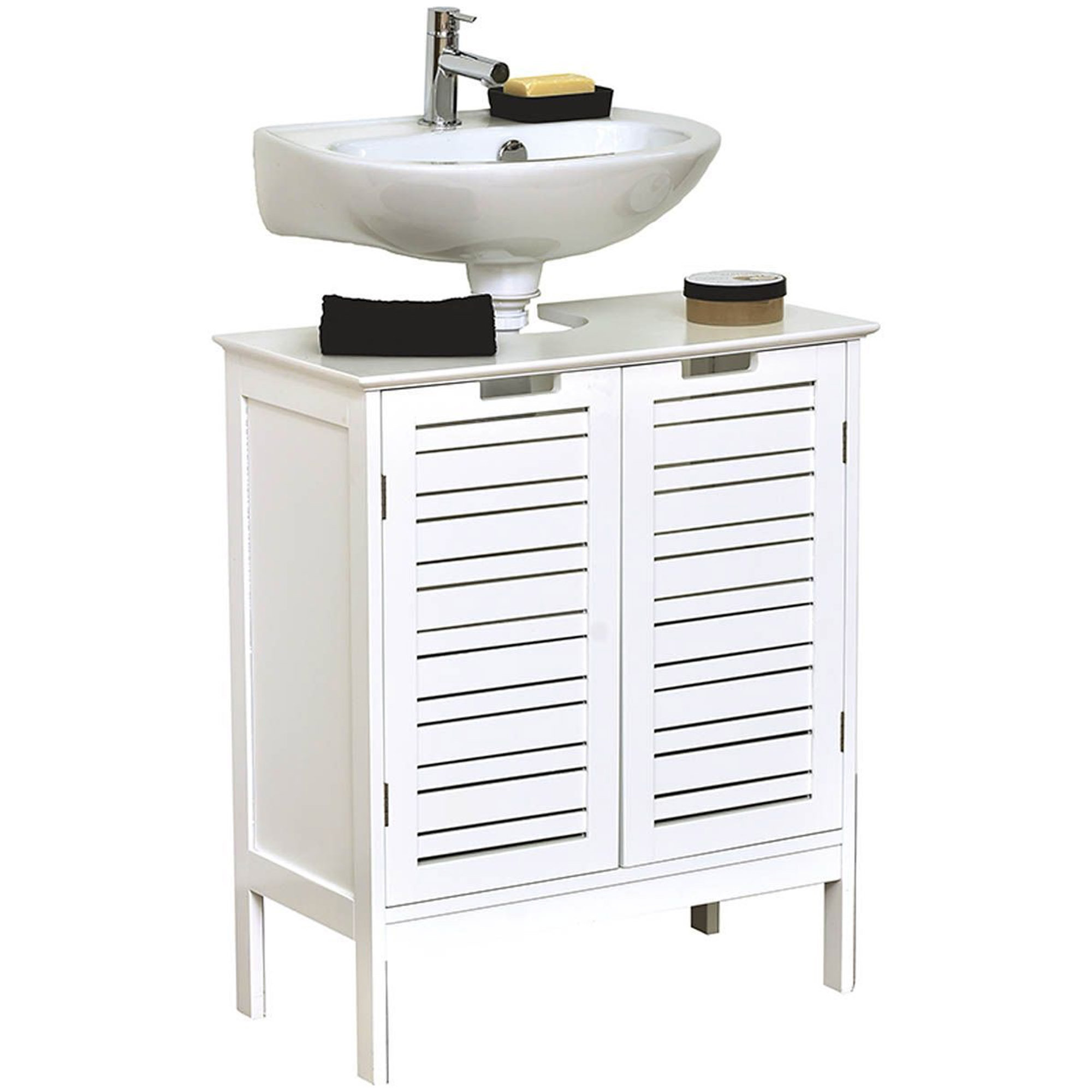 HomCom 24 Under Sink Storage Cabinet with 2 Doors and Shelves, Pedestal  Sink Bathroom Vanity Furniture