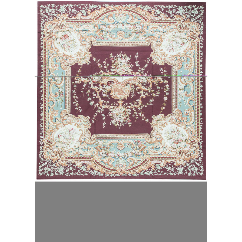 Hand-Knotted High-Quality Wine and Blue Area Rug