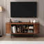 Meuble télé 55 po en noyer avec porte coulissante et compartiments de rangement - console de divertissement pour le salon, la chambre à coucher ou le bureau-87216220-87216221