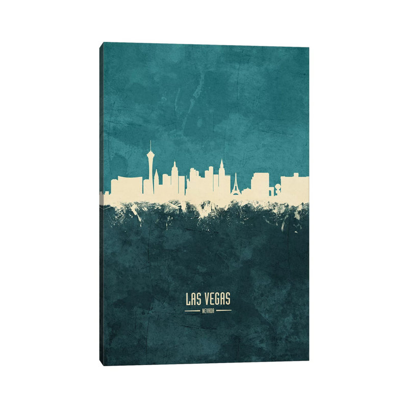 Las Vegas Nevada Skyline by Michael Tompsett - 1 Piece Wrapped Canvas Wall Art, 30.48 cm H x 45.72 cm W