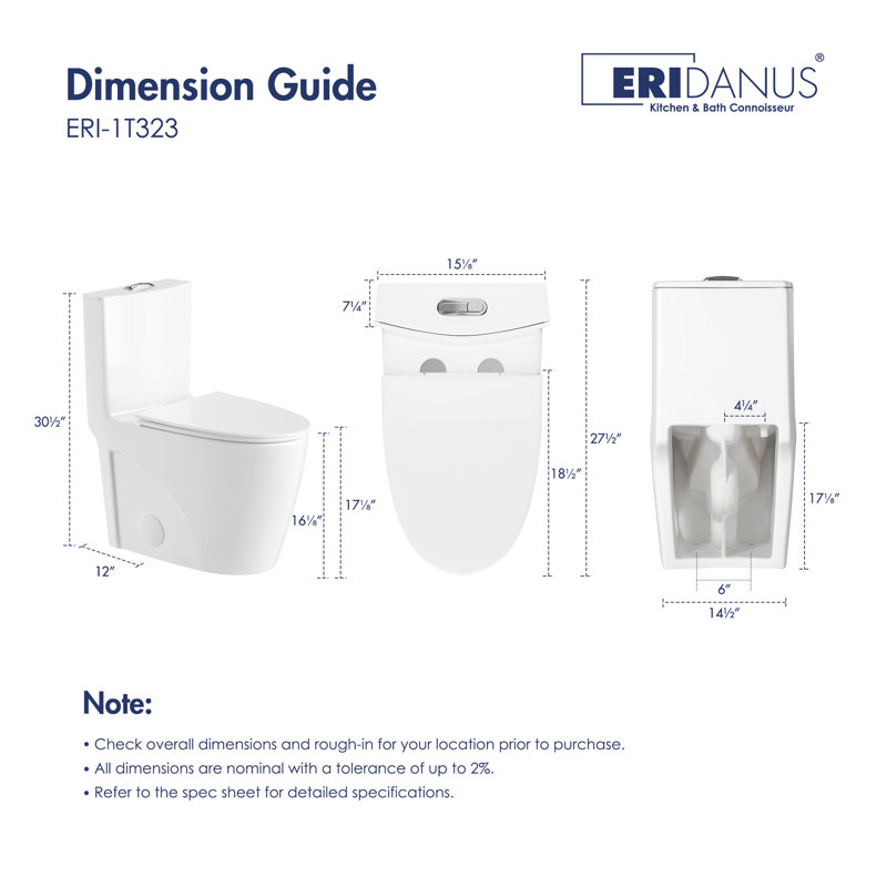 Eridanus 6.1 LPF Elongated 434 cm Floor Mounted and Bolts One-Piece Toilet (Seat Included)