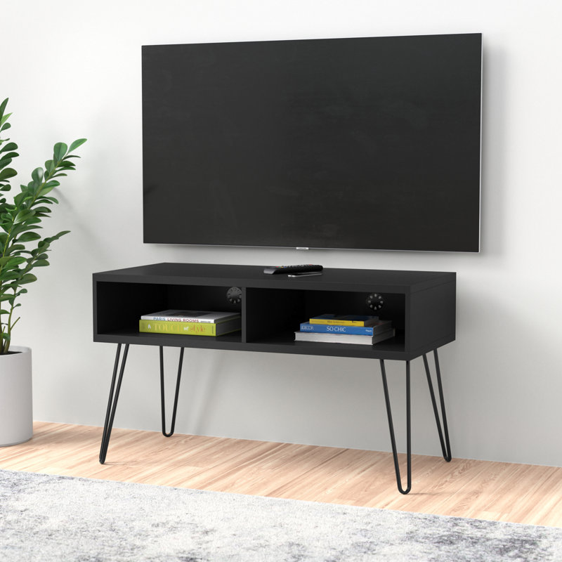 Adlai Unfinished TV Stand for TVs up to 42", Black Oak