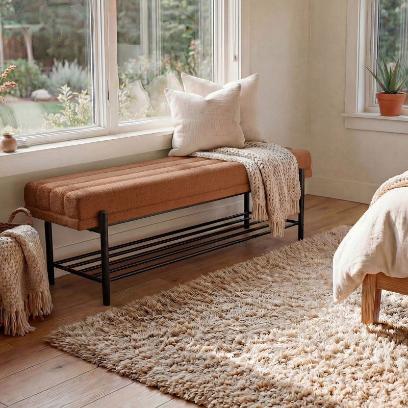 Tufted Upholstered Storage Bench, Tufted Upholstered Storage  Brown Bench