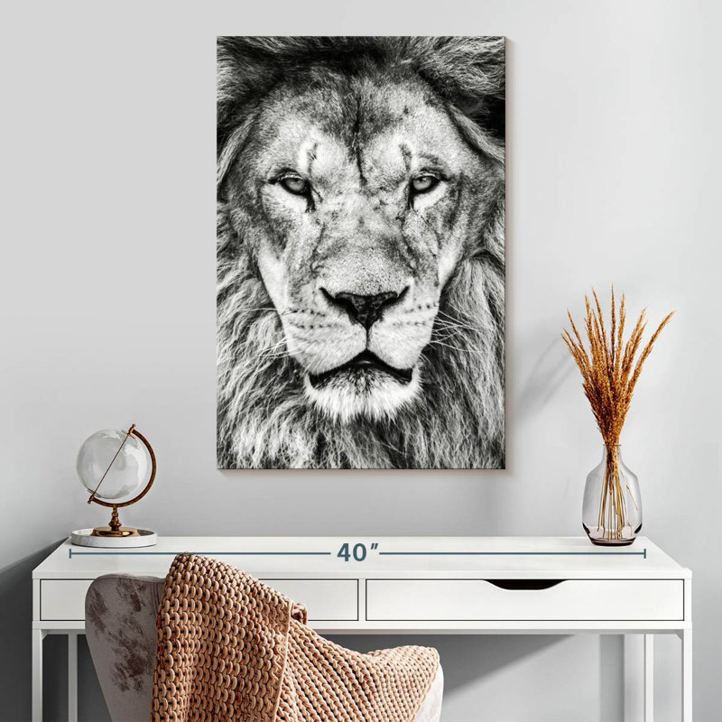 Brampt Monochrome Lion Head, 30" H x 20" W