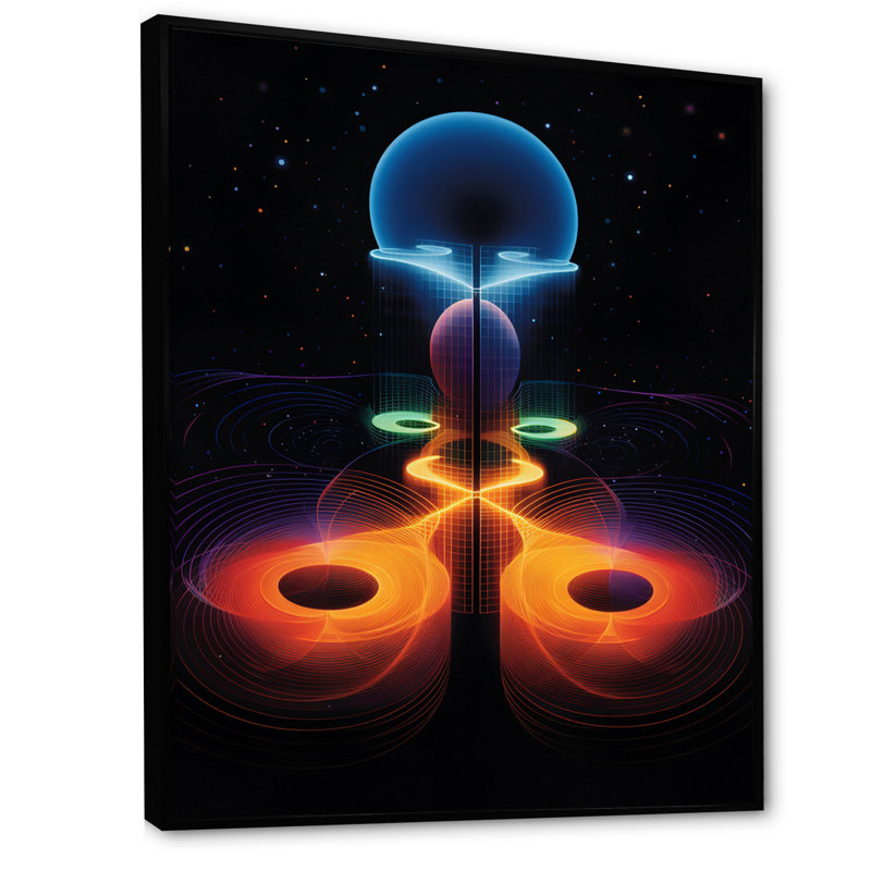 «Full Moon Symmetry Futures Abstract Landscape I - Minimalisme», décoration murale, H 32 po x l 16 po x P 1 po