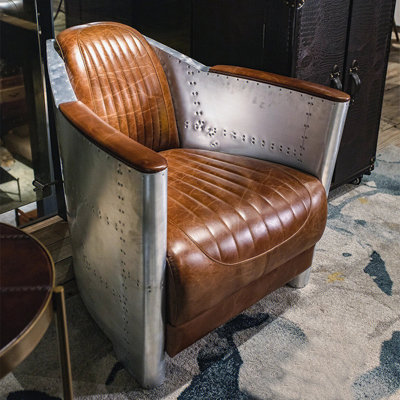 Chaise de loisir de style industriel avec rivets 30,71 de large