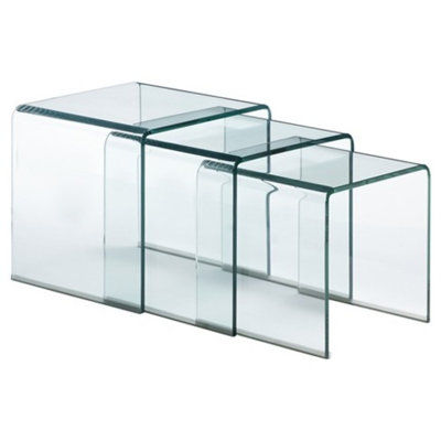 Nannette Glass Top Sled Nesting Tables