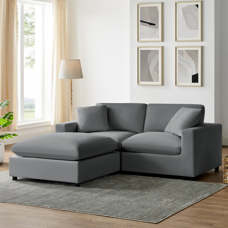 Vinessa Modular 3-Piece Sofa, Charcoal Performance Polyester