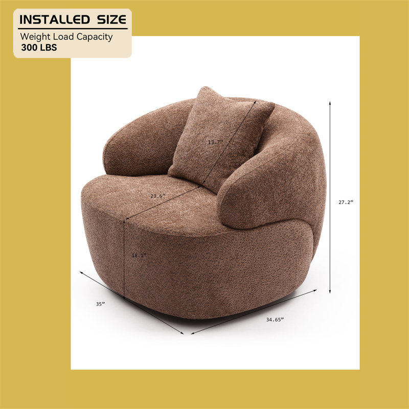 Fauteuil rembourré pivotant, Bouclette brune