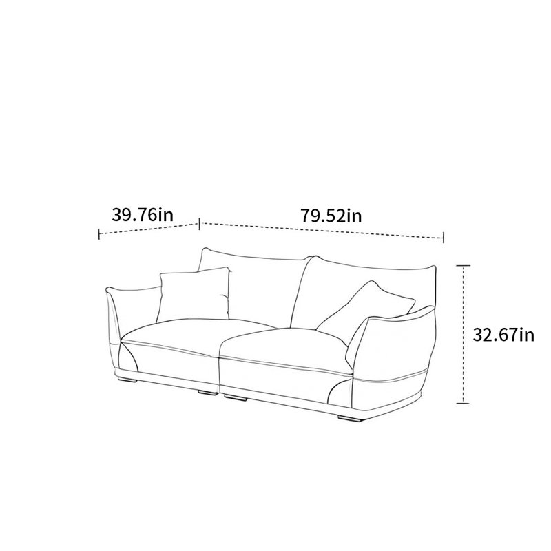 Canapé rétro de style crème rétro, H 32,67 po x l 79,52 po x P 39,76 po