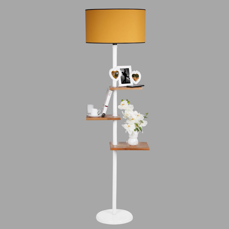 Madeline 163cm Tray Table Floor Lamp, Mustard, White