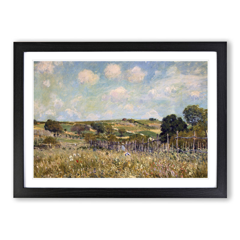 The Meadow by Alfred Sisley - Picture Frame Painting, Black Framed, 27cm H x 36cm W x 2cm D