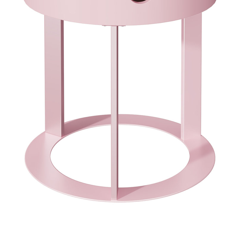 Table de bout ronde à 2 tiroirs, table de chevet rotative, rose, Rose