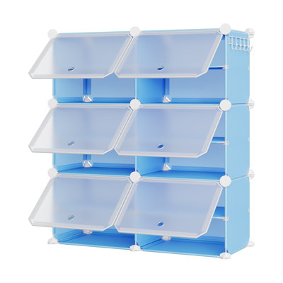 Modular DIY Plastic Shoe Storage Cabinet with Doors, 6-Cube Portable Shoe Organiser, Space-Saving for Hallway, Bedroom & Living Room