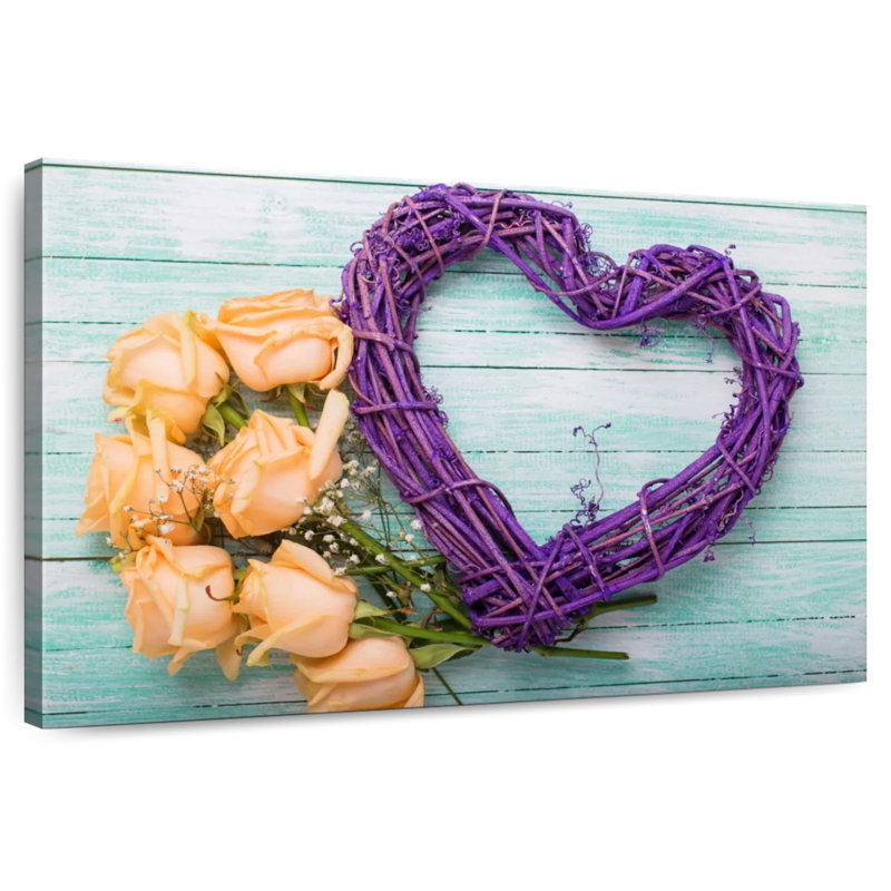 Hardie cœur décoratif et roses, H 20 po x l 30 po