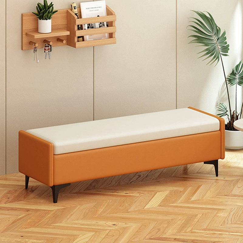 Banc avec revêtement, Orange / beige, 15.75" H x 62.99" W x 15.75" D
