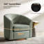 Amiir 30.5'' Wide Genuine Leather Swivel Barrel Chair with Solid Wood Base-1080453662