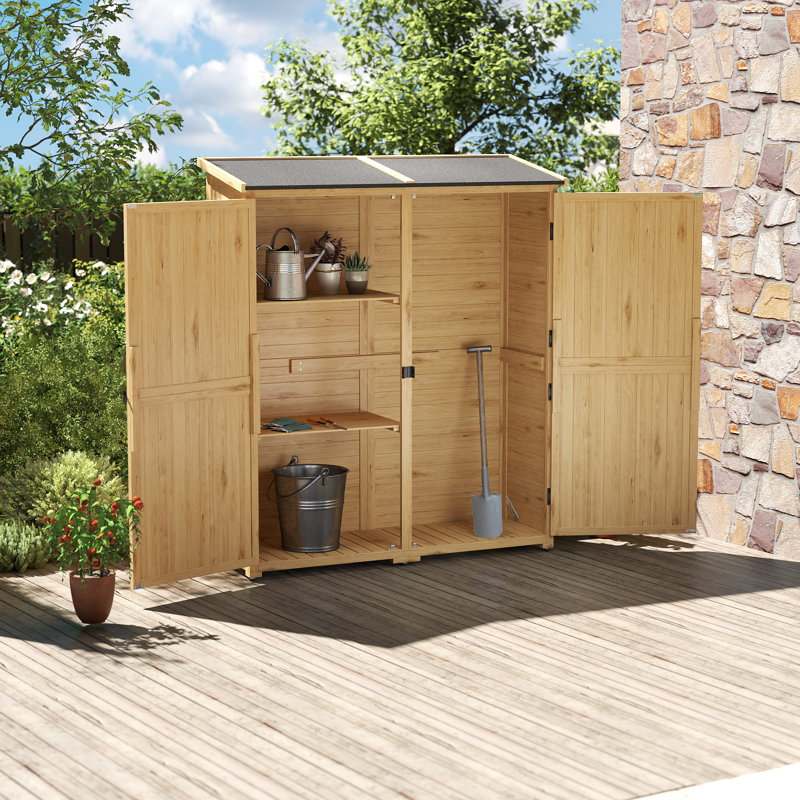4 ft. 7 in. W x 1 ft. 5 in. D Solid Wood Vertical Tool Shed, Brown