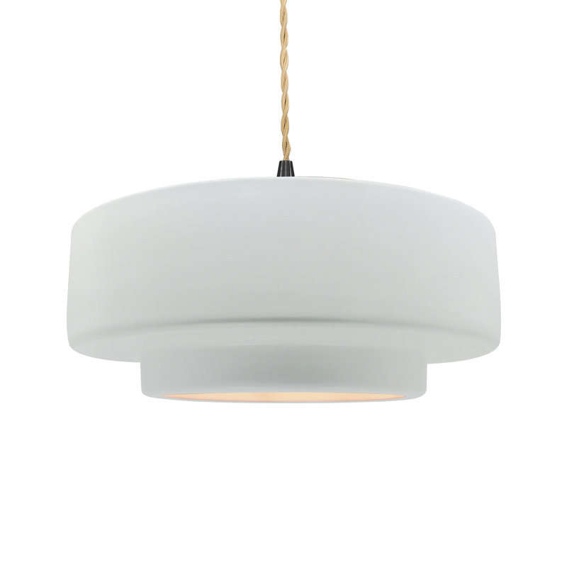 Meydan 1 - Light Single Drop Pendant, 6" H x 16.25" W x 16.25" D, Gloss White/Gloss White, Matte Black