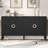 Sophisticated Sideboard With Embossed Texture, Round Handles And Built-in Circular Pattern-94396456
